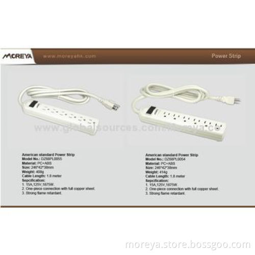 Power Strip of American Standard, with 4 Socket Outlets, Extension Cord, Overload Protection